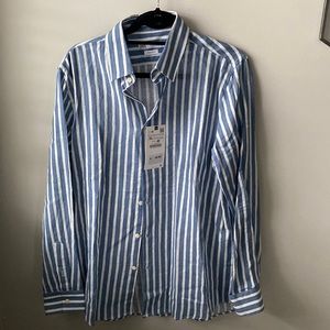 Zara mens regular fit striped button up XL